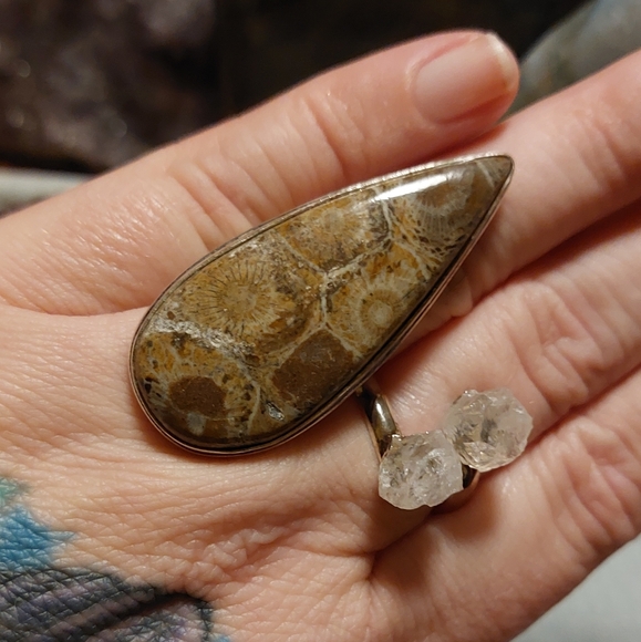 Gigantic Fossil Coral Statement Ring - Picture 2 of 8